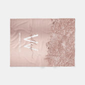 Couverture Polaire Monogramme rose Gold Blush Rose Girl Parties scint (Devant (Horizontal))