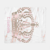 Couverture Polaire Monogramme rose Gold Shiny Princess Crown (Devant (Horizontal))