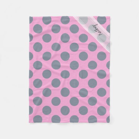 Couverture Polaire Monogramme rose gris chic Polka Motif (Devant)