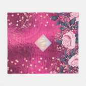 Couverture Polaire Monogramme rose métallique Rosegold Marine Parties (Devant (Horizontal))