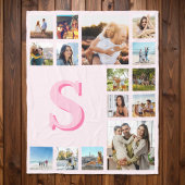 Couverture Polaire Monogramme rose moderne Personnalisé 15 Photo Coll