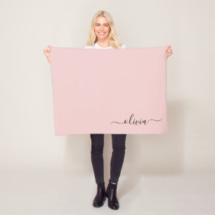 Couverture Polaire Monogramme rose pâle Nom moderne