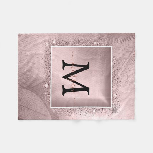 Couverture Polaire Monogramme rose Parties scintillant or (Devant (Horizontal))