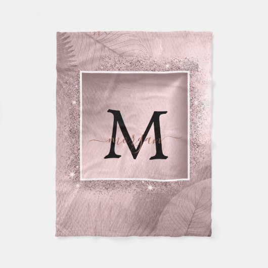 Couverture Polaire Monogramme rose Parties scintillant or (Devant)