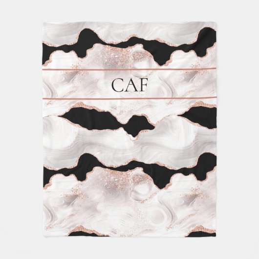Couverture Polaire Monogramme Rose Parties scintillant or Agate noir  (Devant)