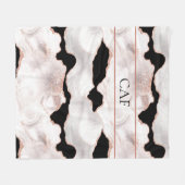 Couverture Polaire Monogramme Rose Parties scintillant or Agate noir  (Devant (Horizontal))