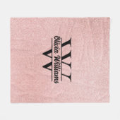 Couverture Polaire Monogramme rose Parties scintillant or | Girly Mod (Devant (Horizontal))