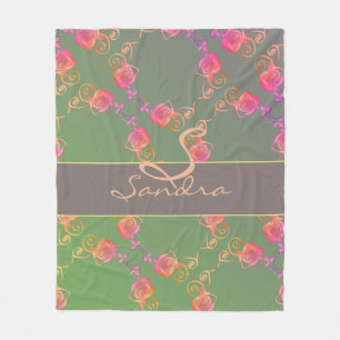 Couverture Polaire Monogramme Rose romantique