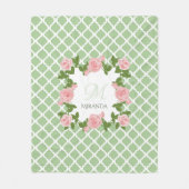 Couverture Polaire Monogramme rose rose du Quatrefoil vert du Nil (Devant)