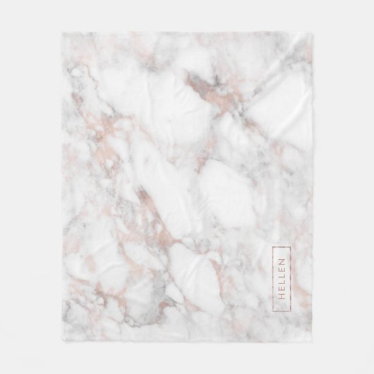 Couverture Polaire Monogramme Rose tendance-or Faux Marble (Devant)