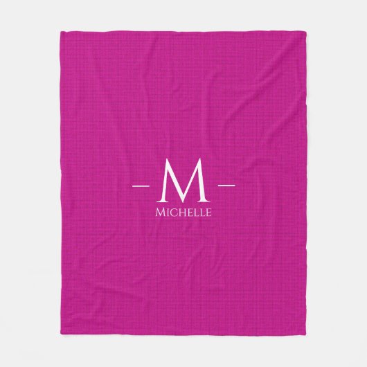 Couverture Polaire Monogramme rose tendance personnalisée Nom Modèle (Devant)