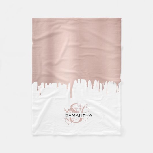 Couverture Polaire Monogramme Rose tendance Pink Gold (Devant)