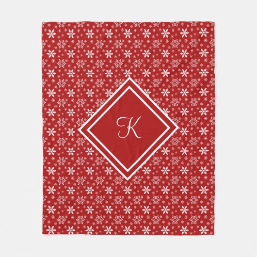 Couverture Polaire Monogramme Rouge blanc Feu de neige Noël (Devant)