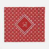 Couverture Polaire Monogramme Rouge blanc Feu de neige Noël (Devant (Horizontal))