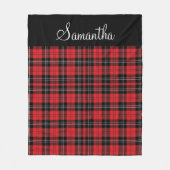 Couverture Polaire Monogramme Rouge Noir Blanc Tartan Buffalo Plaid (Devant)