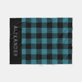 Couverture Polaire Monogramme Russe Bleu et Noir Buffalo Check (Devant (Horizontal))