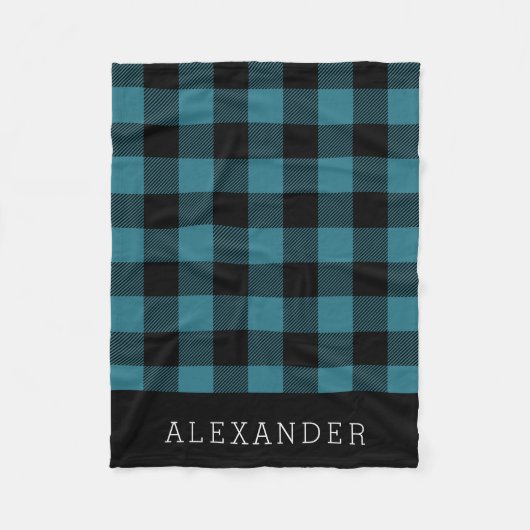 Couverture Polaire Monogramme Russe Bleu et Noir Buffalo Check (Devant)