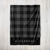 Couverture Polaire Monogramme Russe Gris et Buffalo Noir Check