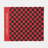 Couverture Polaire Monogramme Russe Red Black Buffalo Check (Devant (Horizontal))