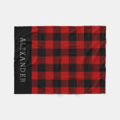 Couverture Polaire Monogramme Russe Rouge et Noir Buffalo Check (Devant (Horizontal))