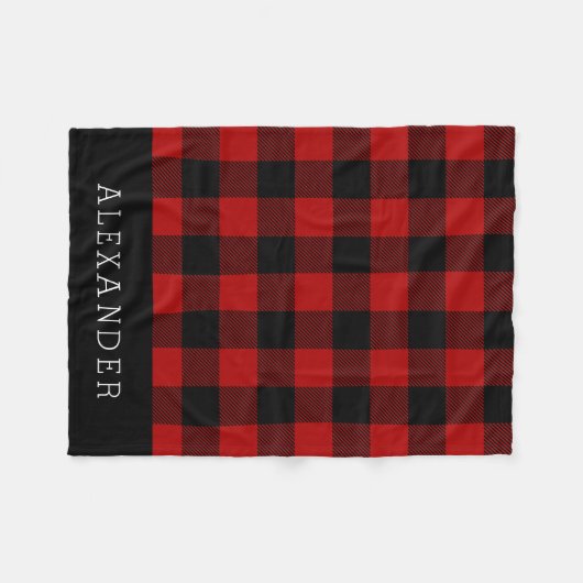 Couverture Polaire Monogramme Russe Rouge et Noir Buffalo Check (Devant (Horizontal))