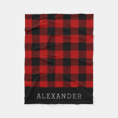 Couverture Polaire Monogramme Russe Rouge et Noir Buffalo Check (Devant)
