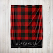 Couverture Polaire Monogramme Russe Rouge et Noir Buffalo Check
