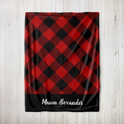 Couverture Polaire Monogramme Russe Rouge et Noir Buffalo Check