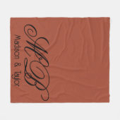 Couverture Polaire Monogramme rustique Élégant Couple marié (Devant (Horizontal))