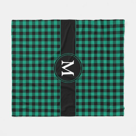 Couverture Polaire Monogramme Rustique Green Plaid Checks (Devant (Horizontal))