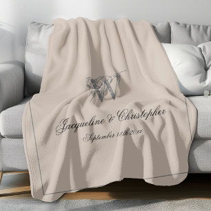 Couverture Polaire Monogramme Rustique Personnalisé À Nouveau Marié
