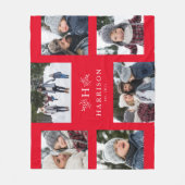Couverture Polaire Monogramme rustique six photo collage rouge jour f (Devant)