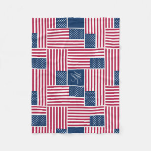 Couverture Polaire Monogramme S Drapeau Américain Patriotique America