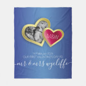 Couverture Polaire Monogramme Sapphire Blue Ruby Red Valentine Photo (Devant)
