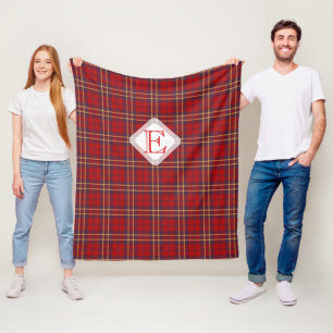 Couverture Polaire Monogramme, Scottish Highland clan rouge plaid tar