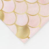 Couverture Polaire Monogramme Script Blush Pink Gold Mermaid Étapes (Coin)