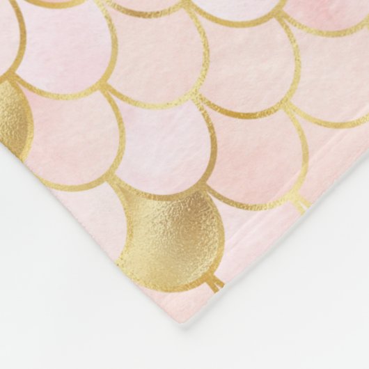 Couverture Polaire Monogramme Script Blush Pink Gold Mermaid Étapes (Coin)