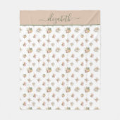 Couverture Polaire Monogramme Script Boho Pampas Gris Rose Beige Vert (Devant)