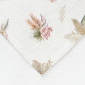 Couverture Polaire Monogramme Script Boho Pampas Gris Rose Beige Vert (Coin)