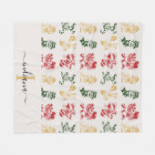 Couverture Polaire Monogramme Script Elfes de vacances Vert Or (Devant (Horizontal))