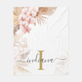 Couverture Polaire Monogramme Script Pampas Nom de l'herbe Palmes ini (Devant)