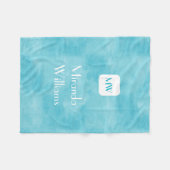 Couverture Polaire Monogramme simple et chic de turquoise d'Aqua avec (Devant (Horizontal))