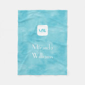 Couverture Polaire Monogramme simple et chic de turquoise d'Aqua avec (Devant)