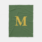 Couverture Polaire Monogramme simple Hunter Green et Gold Stripes (Devant)