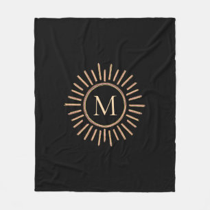 Couverture Polaire Monogramme simple moderne couleur or noir