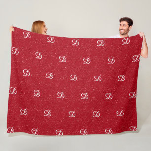 Couverture Polaire monogramme simple moderne élégant rouge initial
