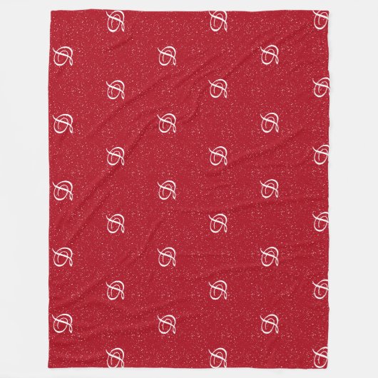 Couverture Polaire monogramme simple moderne élégant rouge initial (Devant)