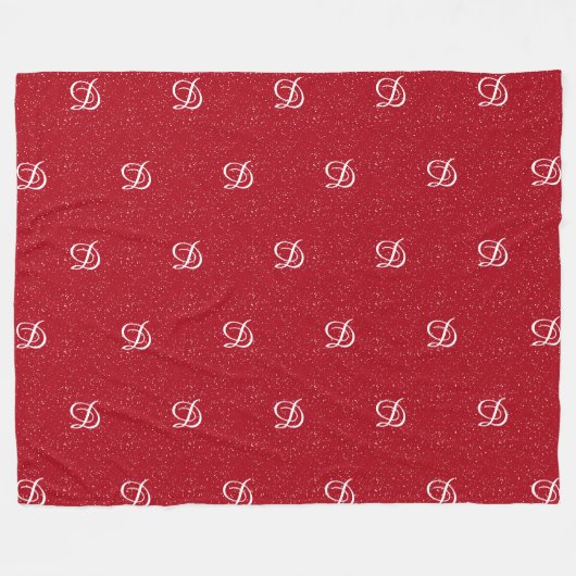Couverture Polaire monogramme simple moderne élégant rouge initial (Devant (Horizontal))
