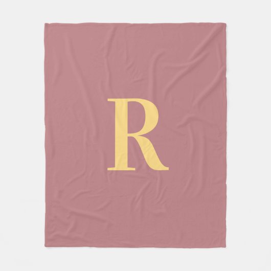 Couverture Polaire Monogramme simple moderne rose poussiéreux (Devant)