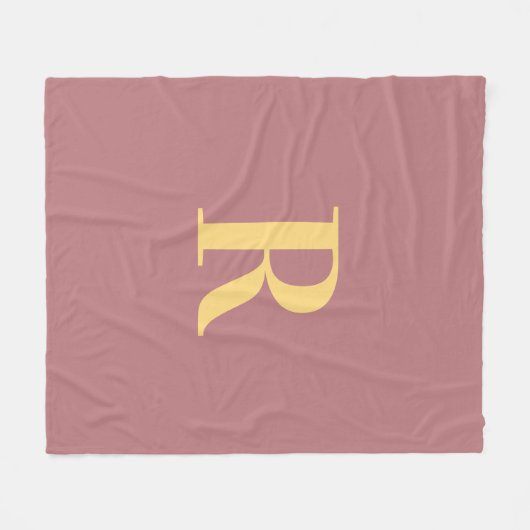 Couverture Polaire Monogramme simple moderne rose poussiéreux (Devant (Horizontal))